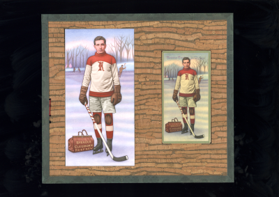 Picture, Helmar Brewing, Hockey Icers Card # 15, Sprague CLEGHORN, Red/white uniform. Renfrew team., Renfrew Creamery Kings